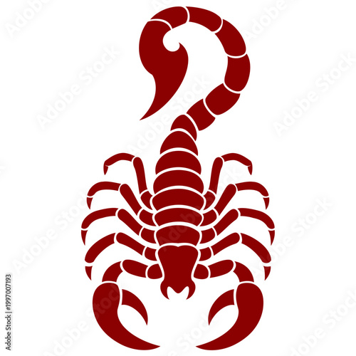 Red scorpion tattoo drawing silhouette alacran symbol logo with sting art vector on transparent background for simple design
