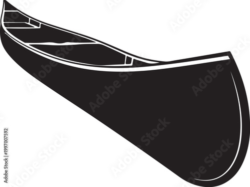 Black canoe, vector boat, watercraft illustration, white background
