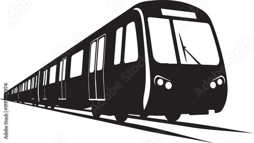 Black subway train, vector illustration, transportation icon, urban transit symbol