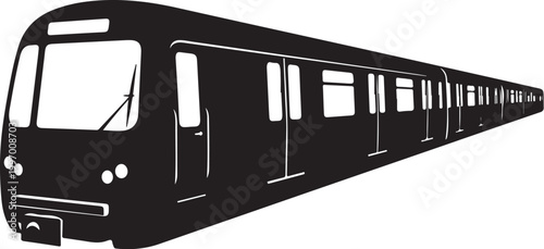 Black subway train, vector illustration, transportation icon, urban transit
