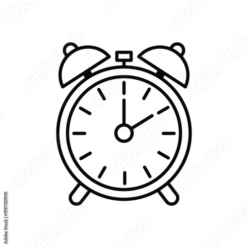 Black vintage alarm clock isolated on a white background