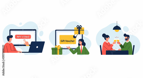 A man and a lady use a web app to win a gift and toast