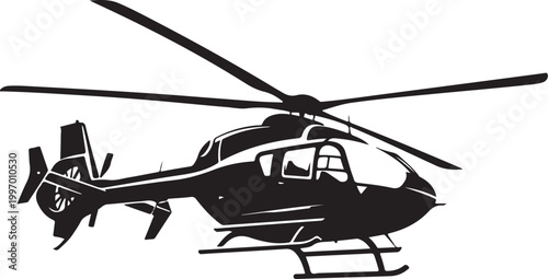 Black helicopter icon, helicopter silhouette, aircraft symbol, vector illustration