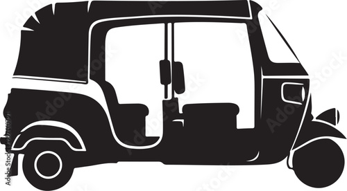 Tuk-tuk, Auto Rickshaw, Vector Tuk-tuk Icon, Black Transportation Illustration