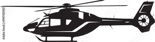 Black helicopter silhouette, aircraft icon, rotorcraft emblem, aviation symbol