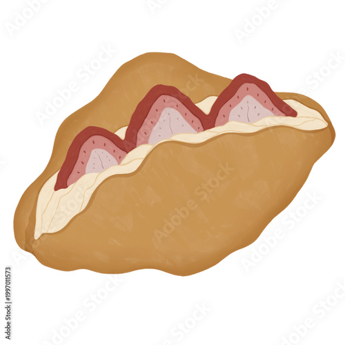 Bakery croissant sticker. Homemade products and pastry.