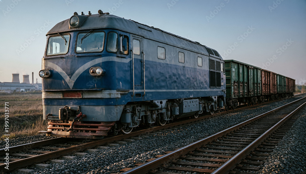 Fototapeta premium Freight train with cargo containers