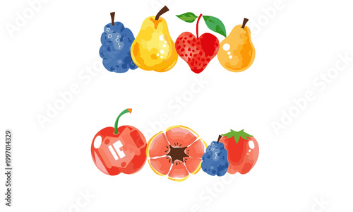 Soft watercolor illustration of a minimal fruit collection with simple organic shapes in gentle pastel colors and a clean, modern, and calm aesthetic composition in a hand-painted style for elegant vi