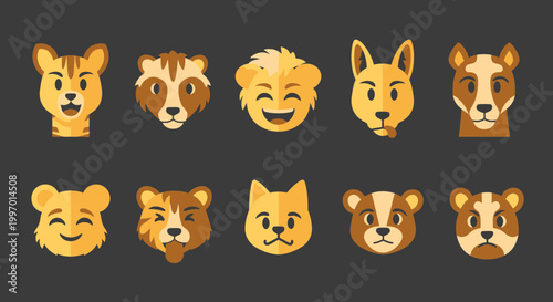 Collection of emoticon animal faces.
