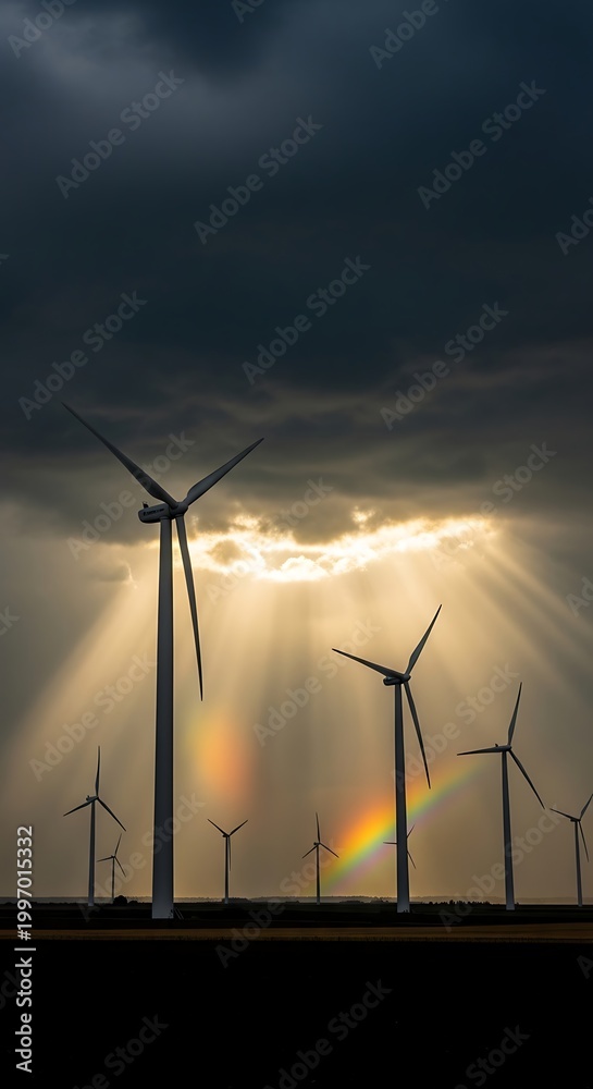 Naklejka premium Wind turbines renewable energy.