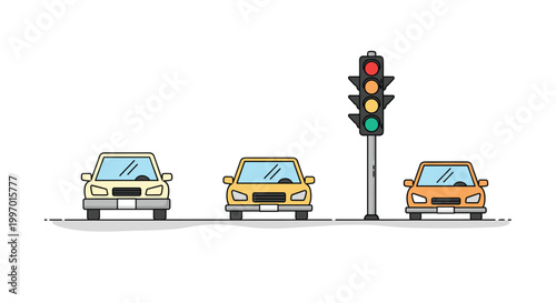 Cars waiting at a traffic light, illustrating traffic control and road safety concepts