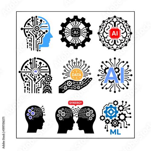 AI Technology and Machine Learning Icon Sheet