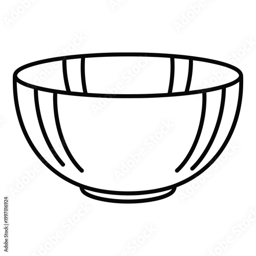 Simple line drawing of a ceramic bowl with curved lines icon