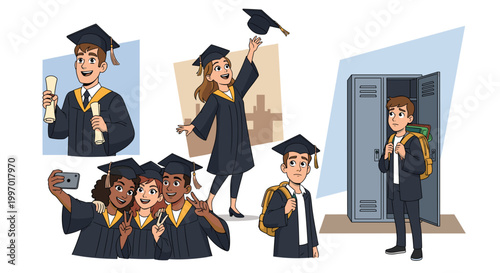Graduation day celebrations and mixed emotions among diverse students