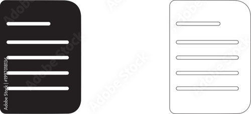 Text document or file, vector icon for office work, notes and information.