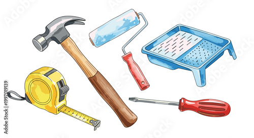 Collection of essential home renovation and DIY tools for projects