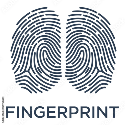 Fingerprint icon with two joined fingerprints and text  identification symbol icon