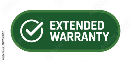 Extended warranty icon with green background and white text