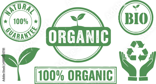 Organic and natural symbol. Organic and natural rubber stamp. Transparent EPS version.