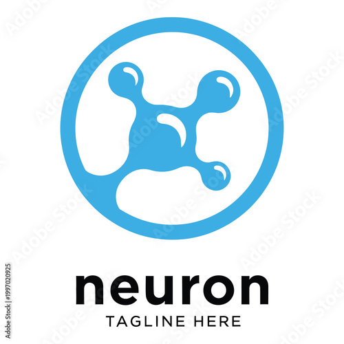 Neuron cell icon with blue circular symbol and tagline space  medical concept icon