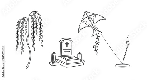 Symbolic elements representing remembrance, grief, and spiritual connection