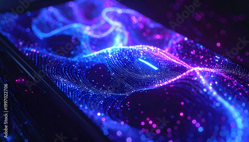 Abstract Digital Wave: An immersive, luminous digital landscape of swirling energy, representing the intricate flow of data and technology in a modern context.