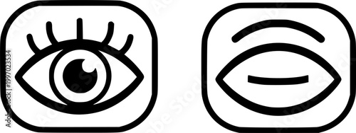 View icon. Open and closed eye symbols for showing or hiding content vector illustration. Privacy and visibility control in user interface symbol. Access management sign. Information toggle pictogram.