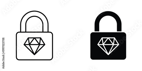 Cuadro en lienzo Contrasting padlocks with diamond symbols representing security and exclusivity