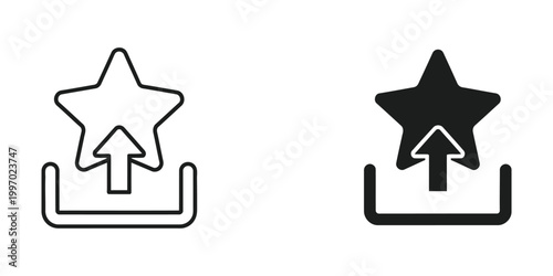 Comparison of filled and unfilled star rating upload icons with upward arrows