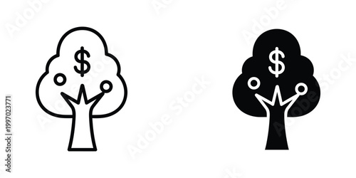 Contrast between growth in financial and environmental contexts depicted by trees