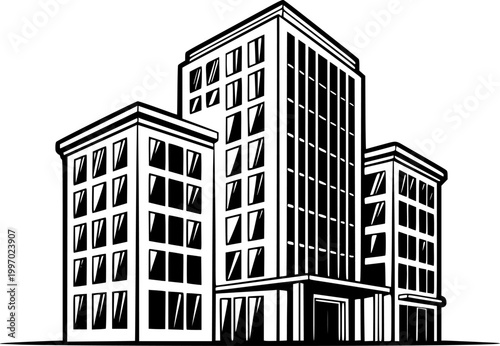 Office building icon representing business, corporate company and commercial real estate. Symbol of headquarters, enterprise, organization and urban architecture. 
