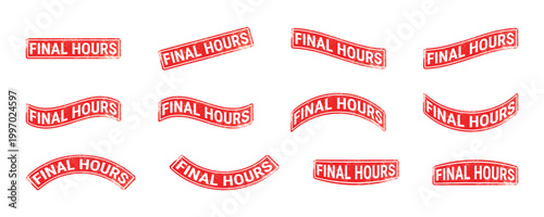 final hours red rubber stamp set grunge textured sale discount label collection