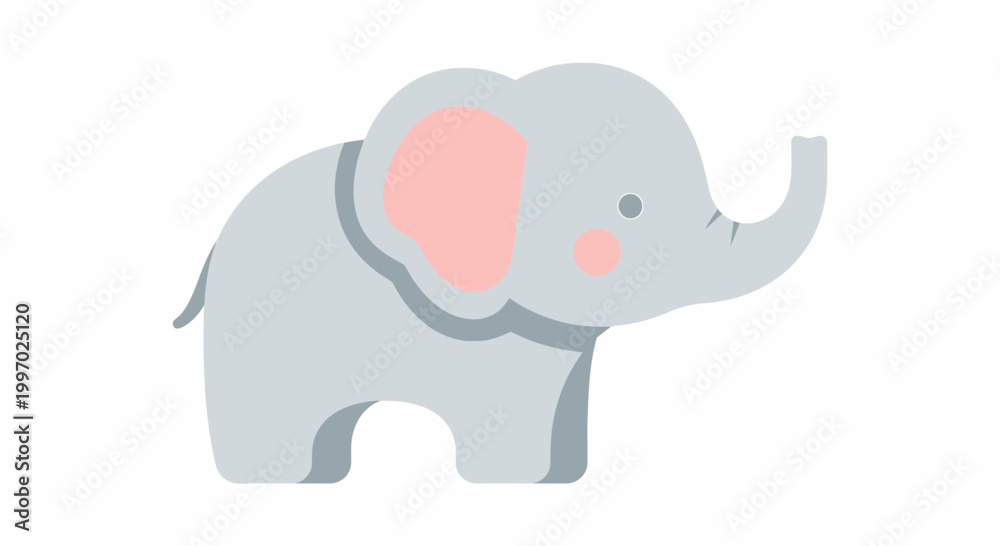 Obraz premium Cute Gray Elephant Cartoon Character.