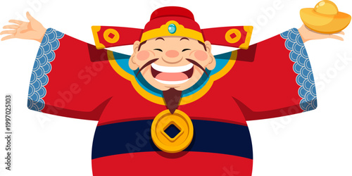 God of fortune holding ingot showing the welcoming