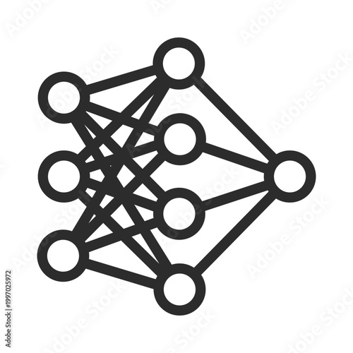Abstract Neural Network Nodes and Connections Icon