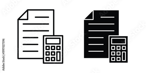Accounting icon on white background editable stroke and solid flat.
