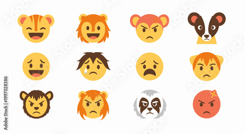 Emoji faces with various expressions.