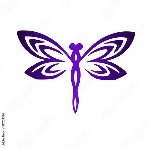 Decorative Purple Dragonfly Logo with Ornate Wing Patterns