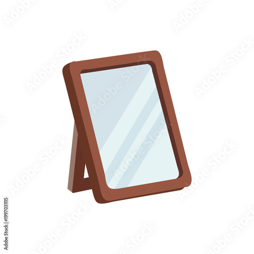 Brown wooden frame mirror