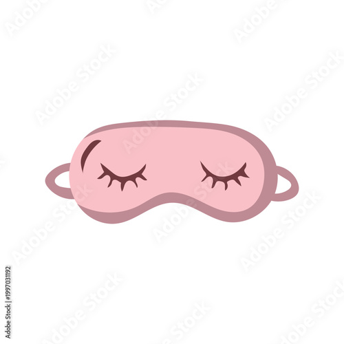 Pink sleep mask with closed eye lashes illustration