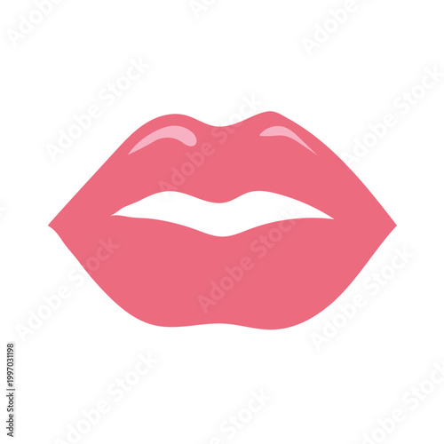 Vector illustration of pink lips icon