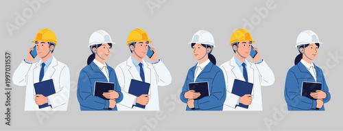 Technician and builders and engineers and mechanics and Construction Worker People teamwork ,Vector illustration cartoon character.