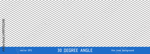 Diagonal slash line pattern with thin parallel 30 degree angled stripes creating a simple geometric texture. Vector illustration isolated on white background with repeating linear design for templates