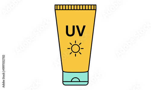 Sunscreen Tube Illustration with UV Protection Sun Icon