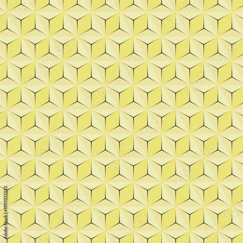 Luxury gold geometric pattern with 3D star and cube abstract vector background