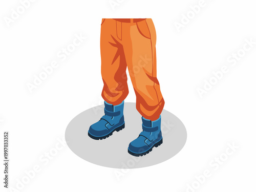 Orange Winter Pants and Blue Snow Boots Illustration