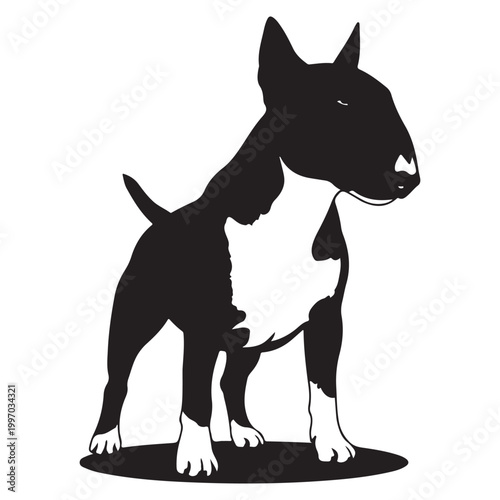 Tableau sur toile Bull Terrier dog silhouette vector illustration isolated on white background
