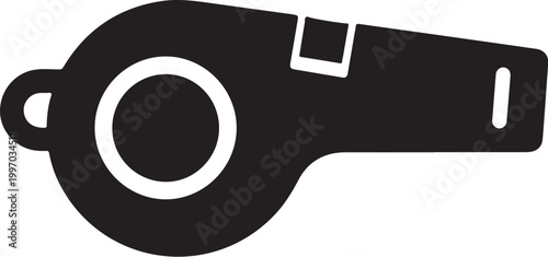 Referee Whistle Icon, Sports Symbol, Black Vector Graphic, Referee Sign