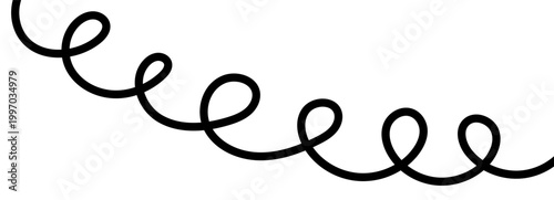 Line cable drawing for squiggle curve long and abstract tangle. Wavy curvy thread for black pattern vector and squiggly wire. Line doodle rope for squiggle divider element and curve.