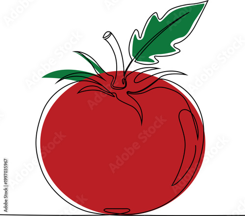 Minimalist Line Art Tomato Illustration